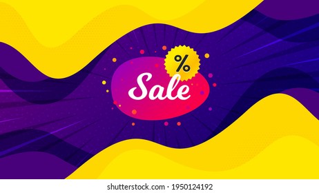 Sale banner. Fluid liquid background with offer message. Discount sticker shape. Coupon chat bubble icon. Best advertising coupon banner. Sale sticker badge shape. Vector