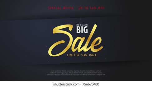 Sale banner or Flyer design with gifts. Discount background for the online store, shop, promotional leaflet, poster, banner. Vector illustration