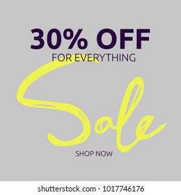 a sale banner or frame with 30% Sale; vector illustration isolated on white; sale label; in hand drawn grungy doodle style