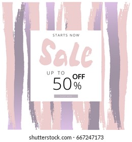 Sale banner. Freehand brush texture. Vector. Artistic background for advertising, web, blog, seasonal clearance