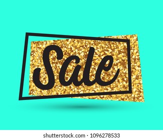 SALE banner with gold elements. Vector illustration.