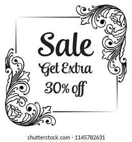 sale banner hand drawn floral design elements vector illustration