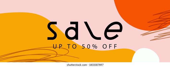 Sale banner. Horizontal web banner template. Abstract geometric web design, can used for header, footer, layout, letterhed, landing page. Vector illustration