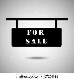 Sale Banner icon. Flat style. Grey background. Vector illustration.