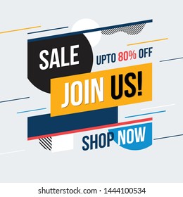 Sale banner. Join us. Vector illustration. Concept advertising.