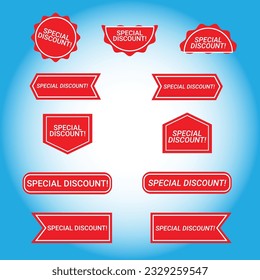 Sale banner and label discount design with red color sales tag design 