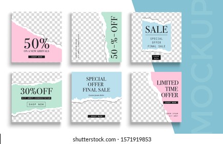 Sale banner layout design. Set of social media web banners for shopping, sale, product promotion. 