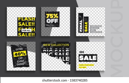 Sale banner layout design. Set of social media mobile app for shopping, sale, product promotion