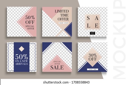 Sale banner layout design. Set of social media mobile app for shopping, sale, product promotion. 