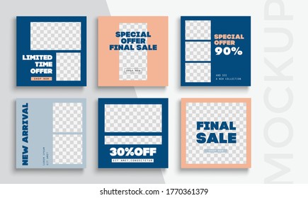 Sale banner layout design. Set of social media mobile app for shopping, sale, product promotion. 
