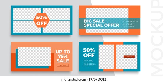 Sale banner layout design. Set of social media mobile app for shopping, sale, product promotion


