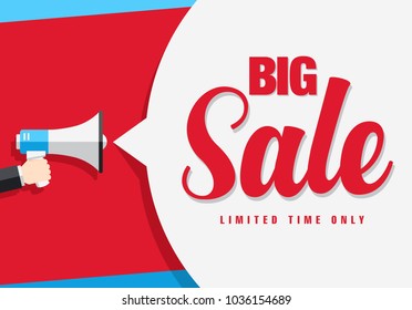sale banner layout design. Vector illustration. Megaphone symbol