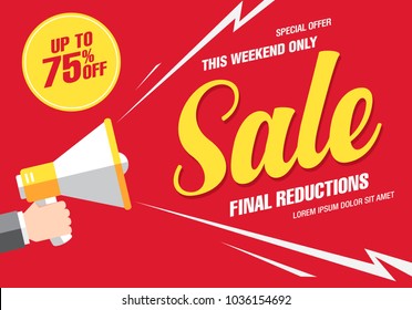 sale banner layout design. Vector illustration. Megaphone symbol