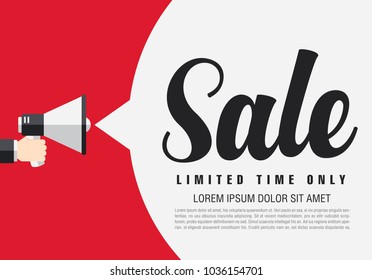 sale banner layout design. Vector illustration. Megaphone symbol