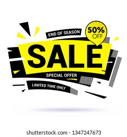 Sale banner layout modern design with soft shadow