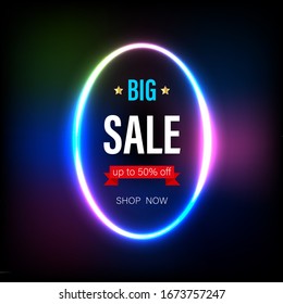 Sale banner light disco colours style for promotion element.