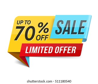 Sale banner, limited offer, 70% off, advertisement, promotion design, vector eps10 illustration