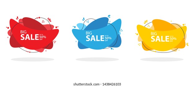 Sale Banner Liquid Set. Fresh sale. Discount up to 50 percent off. Vector EPS 10.isolated on the white background.