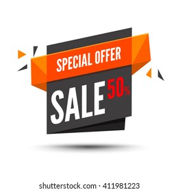 Sale banner. Marketing background. Big sale tag. Modern  poster. Special offer 50 percents off. Vector illustration