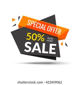 Sale banner. Marketing background. Big sale tag. Modern  poster. Special offer 50 percents off. Vector illustration