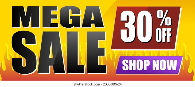 Sale banner "Mega sale. 30 % off. Shop now "