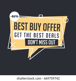 Sale banner in modern abstract flat style outlined label sticker emblem tag vector geometry discount