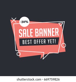 Sale banner in modern abstract flat style outlined label sticker emblem tag vector geometry discount