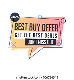 Sale banner in modern abstract flat style outlined label sticker emblem tag vector geometry discount
