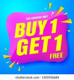 sale banner modern blue.buy 1 get 1 free