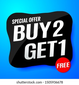 Sale Banner Modern Blue.buy 2 Get 1 Free