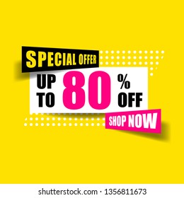 Sale banner modern template design, Mega big sale special offer. end of season special offer banner isolated on yellow background. vector illustration.