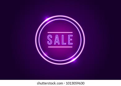Sale banner neon sign. Vector illustration.