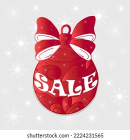 Sale banner. New Year's ball
Christmas tree decoration. Hand drawing. Vector. For holiday decor