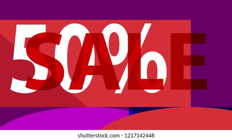 Sale Banner. Off Poster Design. 

 Modern Promotion Banner. Creative Sale and Discount Promo Background with Geometrical  Pattern. Pink, Red, Magenta, White Colors.
 Business coupon. Modern.