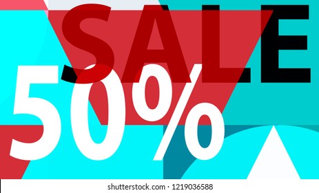 Sale Banner. Off Poster Design.  Modern Promotion Banner. Creative Sale and Discount Promo Background with Geometrical  Pattern. Organic Green, Mint, Blue Colors. Business coupon. Modern