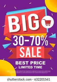 Sale Banner on colorful background. Vector illustration.