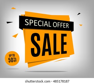 Sale banner on a gray background. Discount poster. Special offer. Vector illustrration, eps 10