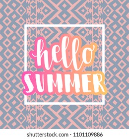 Sale banner for online shopping with discount offer. Hello summer tribal, mexican style background. Promotional email trendy cool modern design poster.