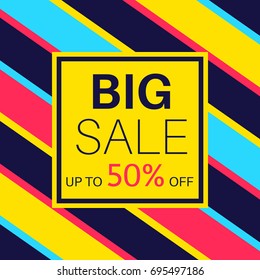 Sale banner for online shopping with discount offer. Promotional email design poster. Minimal glitch abstract background.