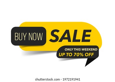 Sale banner, Only this weekend tag for print or web site design, black and yellow discount sticker with shadows on a white background. Vector element, eps10