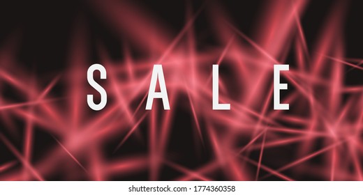 Sale banner. Original poster for discount. Neon glow against a dark background. Vector illustration.