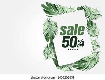 sale banner, paper art abstract background vector illustration.
