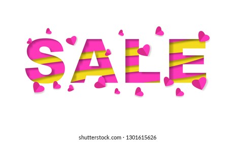 Sale banner in paper cut style. Vector illustration for any purpose. Template for special offer price sing.