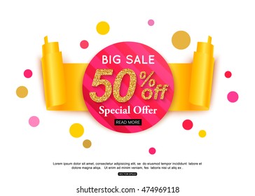 Sale banner paper design. Vector eps 10 format.