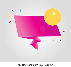 Sale banner. Pink and yellow discount poster. bank origami background. Vector abstract background.