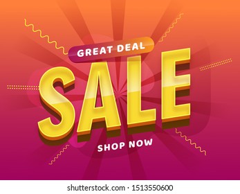 Sale banner or poster design with abstract rays background for Advertising concept.