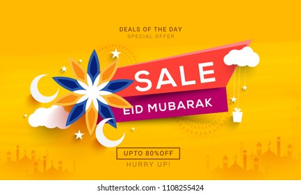 Sale Banner Or Sale Poster For Festival Of Eid Mubarak.