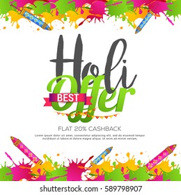 Sale banner or sale poster for festival of holi celebration background.