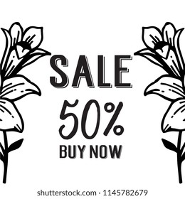 Sale Banner, Sale Poster, Floral card design vector illustration