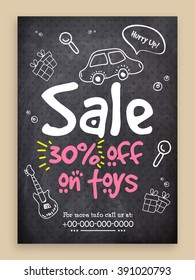 Sale Banner, Sale Poster, Sale Flyer, Sale Vector. 30% Off on toys, Vector illustration.